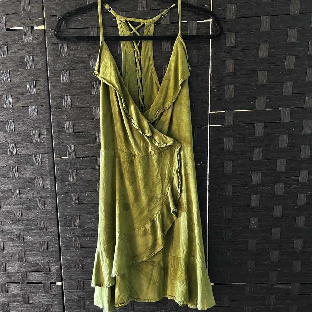 Chic Asymmetrical Olive Green Dress